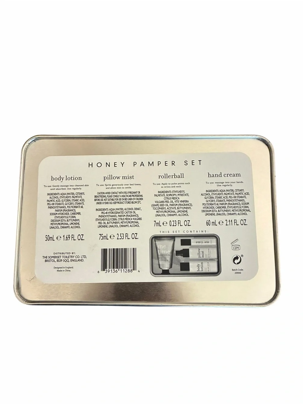 Asquith & Somerset Me Time Honey Pamper Set 4pc Body Lotion Mist Tin NEW